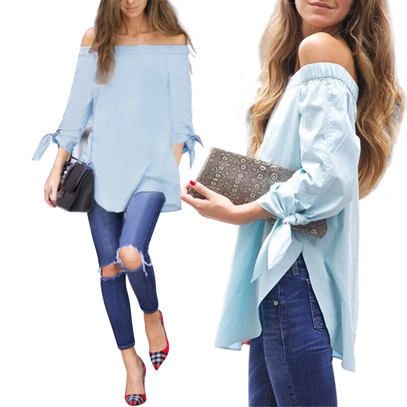 2016-New-Fashion-Off-Shoulder-Blouse-Sexy-Slash-neck-Long-Sleeve-Bow-Blouses-And-Shirts-Women