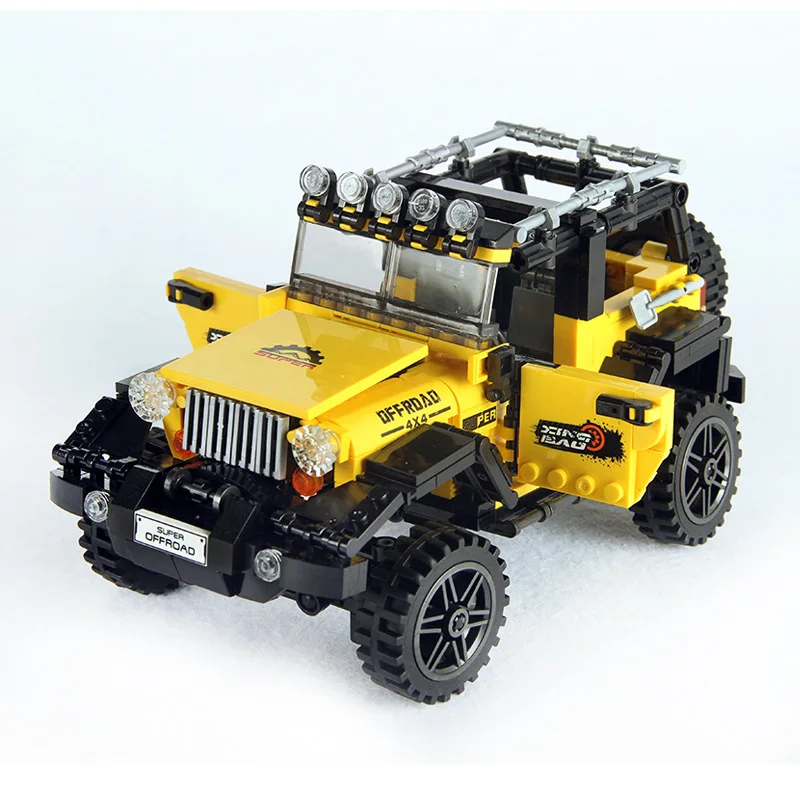 

610Pcs Yellow Super Technic Jeep Model Building Blocks Offroad Cars Compatible Technical Toys for Children Bricks Gift