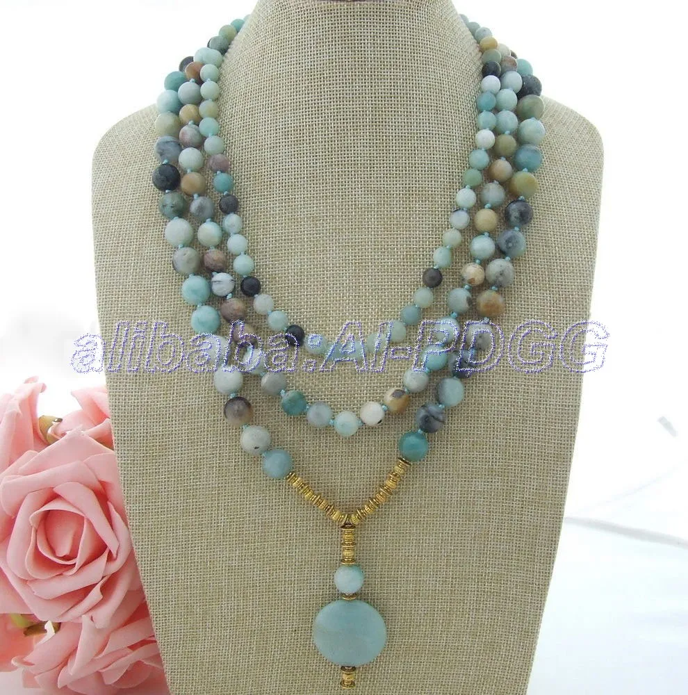

3Strands 20-25'' Amazonite Necklace Pendant
