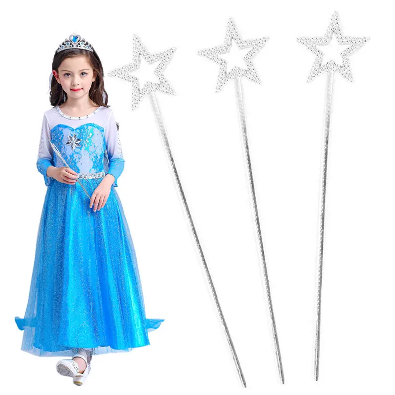 

34cm Fairy Stick Cosplay Silver Princess Angle Wand Fancy Dress Costume Role Play Gadget Baby Toys For Kids Girls Children Gifts