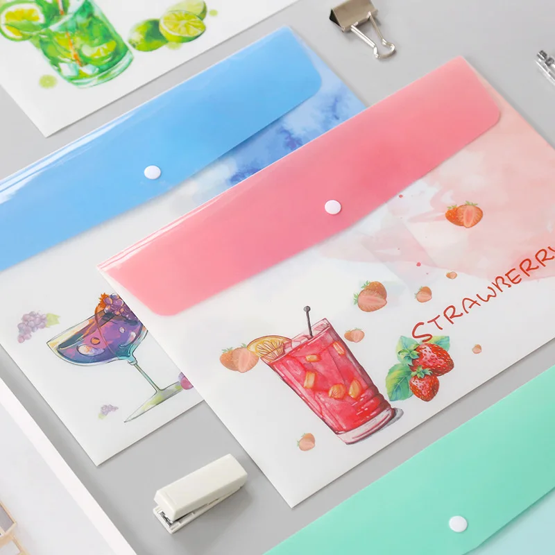 

A4 Kawaii Waterproof Document Folder Case Student School Office Stationery Cartoon Fruit Business File Folder Organizer Bag