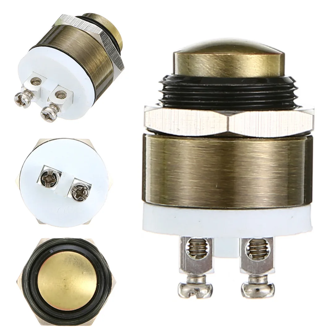 1pcs Mayitr 16mm Brass Metal Momentary Push Button Household Door Bell Doorbell Switch 1.6 x 2.7cm