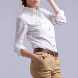 Femme Для женщин s верхняя одежда мода 2018 осень хлопок белая рубашка Для женщин Блузка с длинными рукавами в Корейском стиле женская одежда