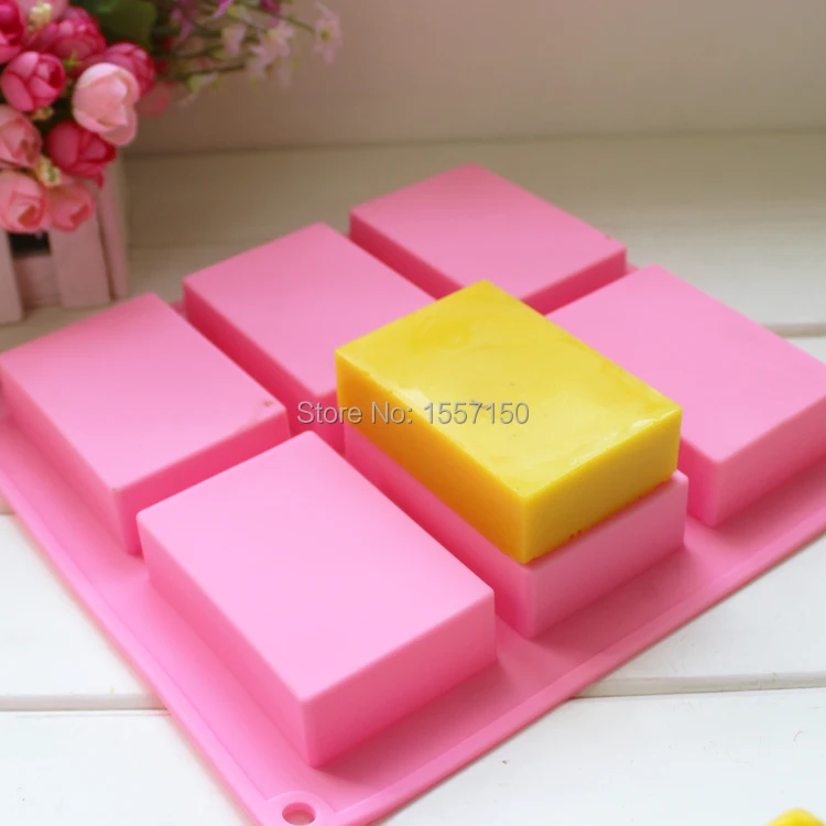 8*5.5*2.5cm Free shipping 6 Cavity Plain Basic Rectangle Soap Mold