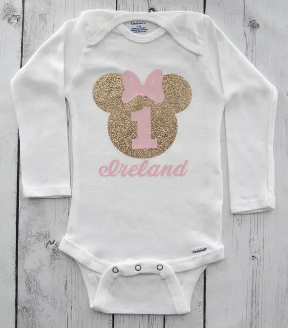 

custom glitter name number minnies mouse birthday bodysuit onepiece cake mesh tutu romper Outfit Set baby shower party favors