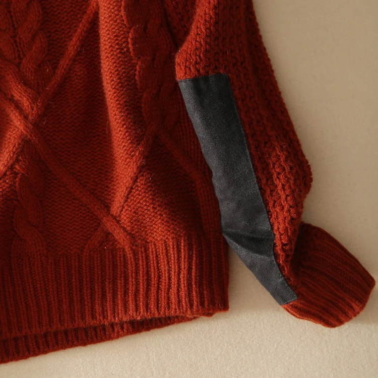 Женский зимний свитер, чистый кашемир, красный свитер, Женский вязаный свитер в рубчик, толстый теплый Повседневный свитер, женский джемпер