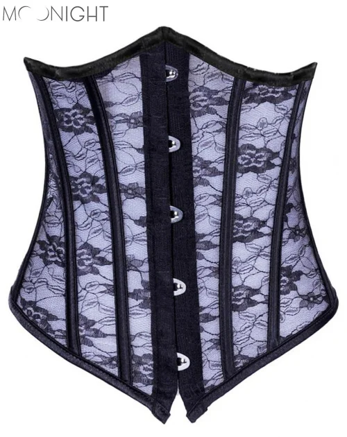 MOONIGHT Hot Sale High Quality Sexy Boned Lace Corset Top Black