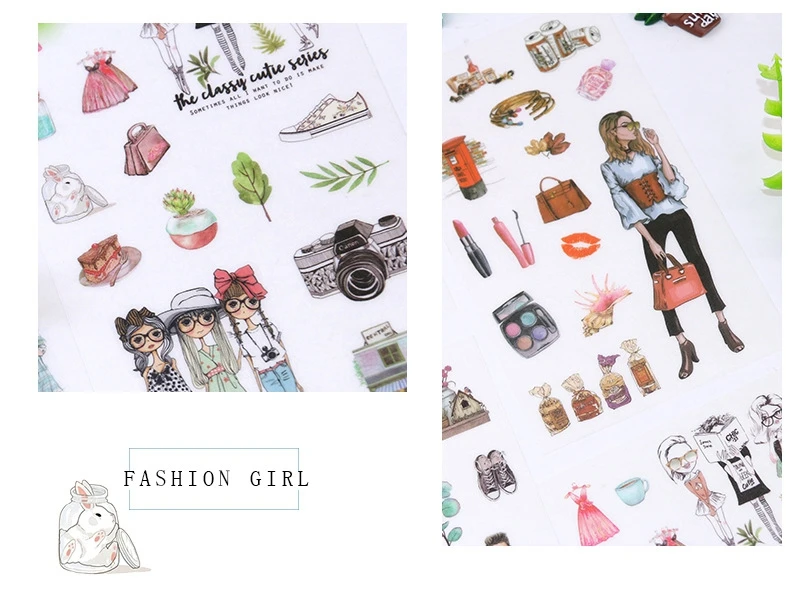 Girl Cartoon Stickers Anime Cute Kawaii Sticker Mobile Phone Book Gift DIY Ablum Diary Scrapbooking decoration label Stickers