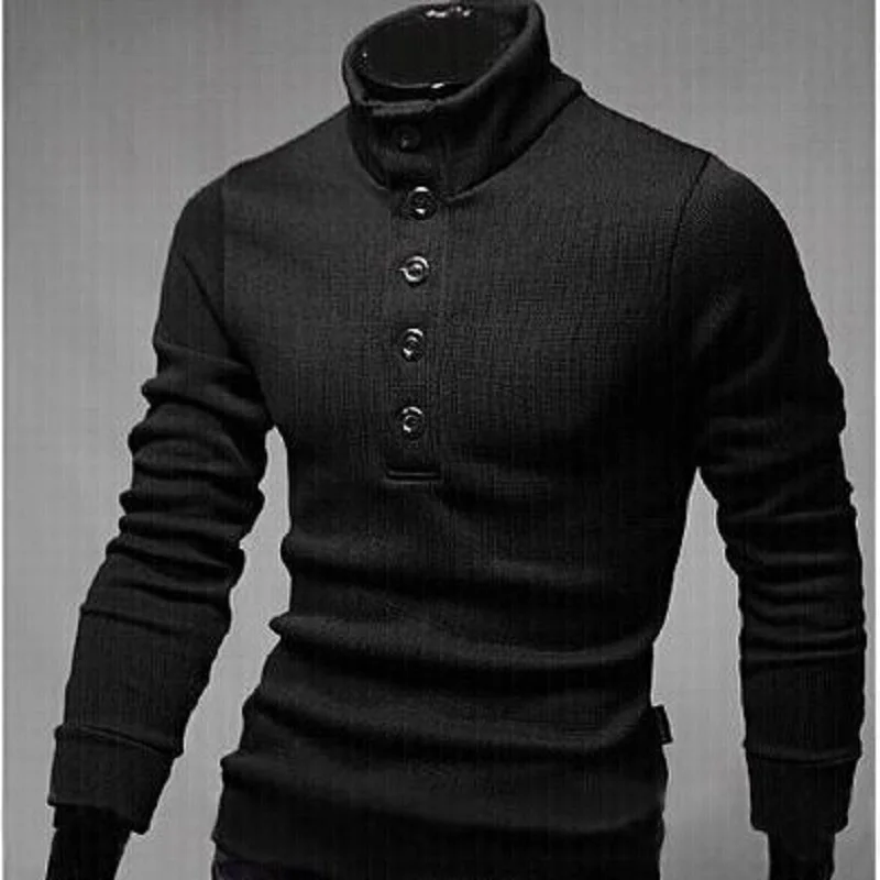 Alion Mens Fashion Slim Fit Basic Letter Turtleneck Pullover Sweaters