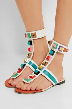 

Abesire 2019 Women Fashion Clip Toe Mixed Color Summer Gladiator Sandals Ladies Buckle Strap Casual Shoes Woman Slingback Shoes