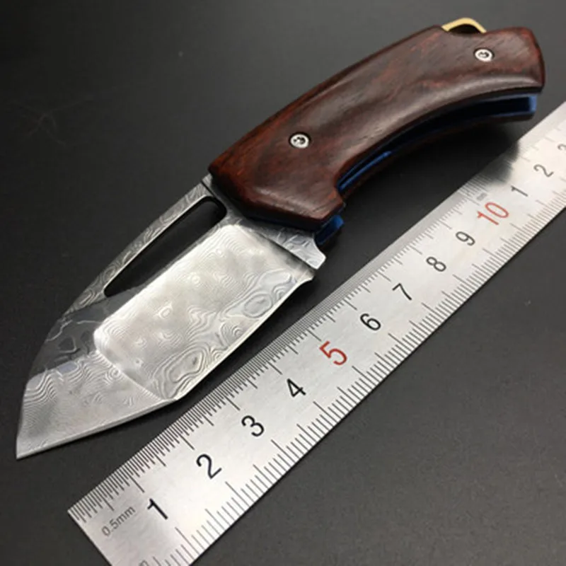 Дешево KESIWO XT 089 дамасский складной нож кемпинг выживание лезвие карманный нож деревянная ручка Открытый utlity EDC ручные инструменты