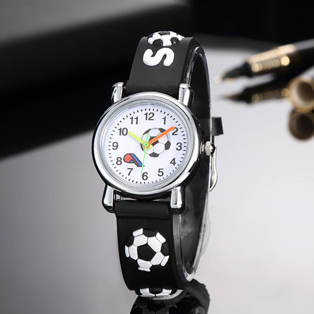 Новые модные силиконовые Футбольные Детские часы с 3D рисунком для девочек и мальчиков, кварцевые наручные часы relogio kol saati