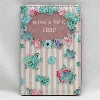 

Lovely Flower Pattern Travel Passport Cover Document Card Travel Passport Holder Credit Card Case Ladies ID Card Wallet for Trip