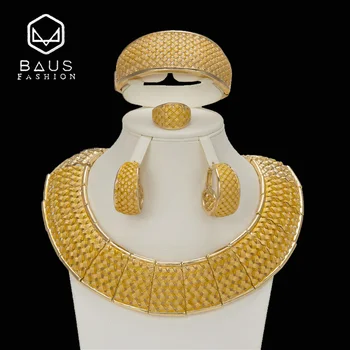 

BAUS 2018 quality big Necklace Dubai African Gold Jewelry Set Women's Wedding Jewelry Set Party Fashion luxury Bride jewelry set