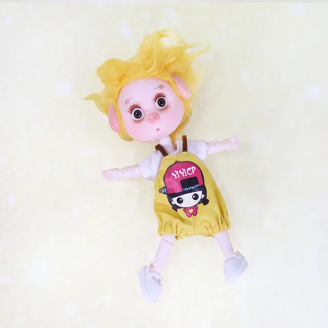 1/12 BJD blyth кукла 26 шарнирное тело Милая свинка ob11 кукла с одеждой Обувь Детский подарок 15 см мини кукла имя от DODO - Цвет: yellow suit