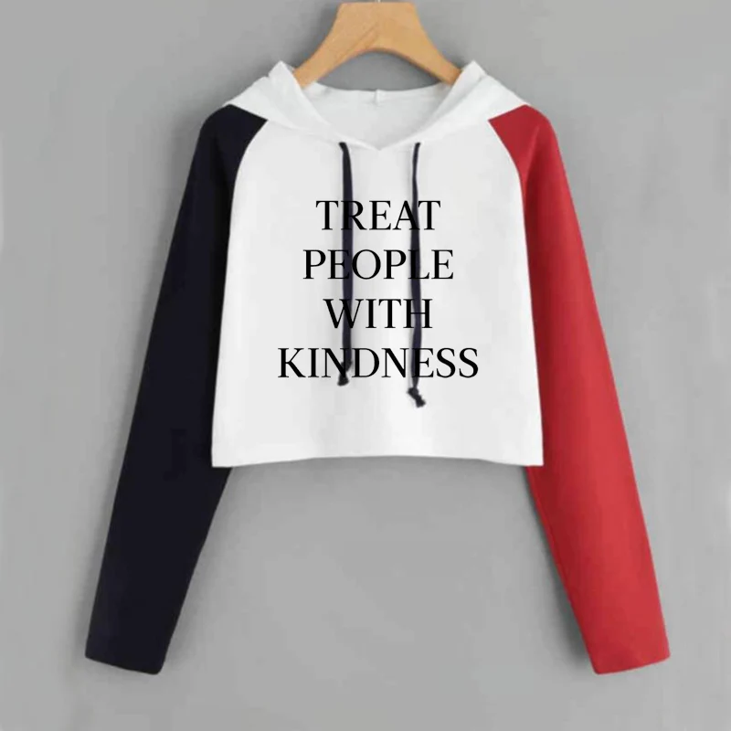  Crop Top Sweatshirt Harry Styles Treat People with Kindness Woman Hoodie Long Sleeve Pullover Sweat