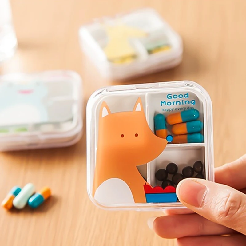 Прозрачный изысканный Box наркотиками Портативный мини мультфильм Пластик Pill