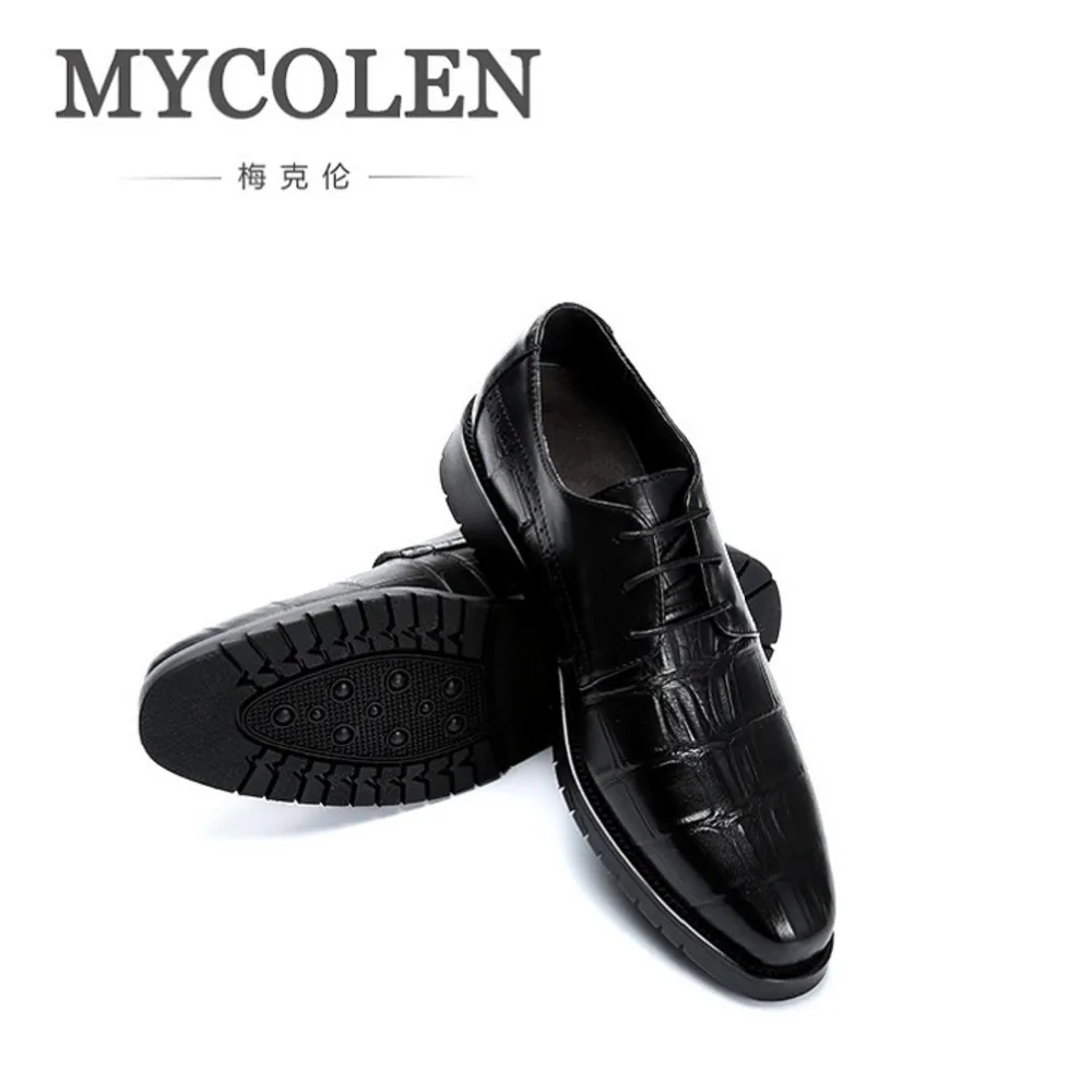MYCOLEN Spring New Men Shoe Business Genuine Leather Shoes Lace-up Men Classic Wedding Formal Men Office Shoes Chaussures Homme