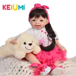 KEIUMI улыбка Reborn Baby 55 см мягкие силиконовые тела реалистичные принцессы куклы реборн для маленьких девочек 22 дюймов для новорожденных Playmates