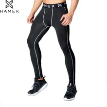 HAMEK компрессионные штаны для бега, мужские спортивные леггинсы, для спортзала, фитнеса, тренировки, быстросохнущие брюки из спандекса