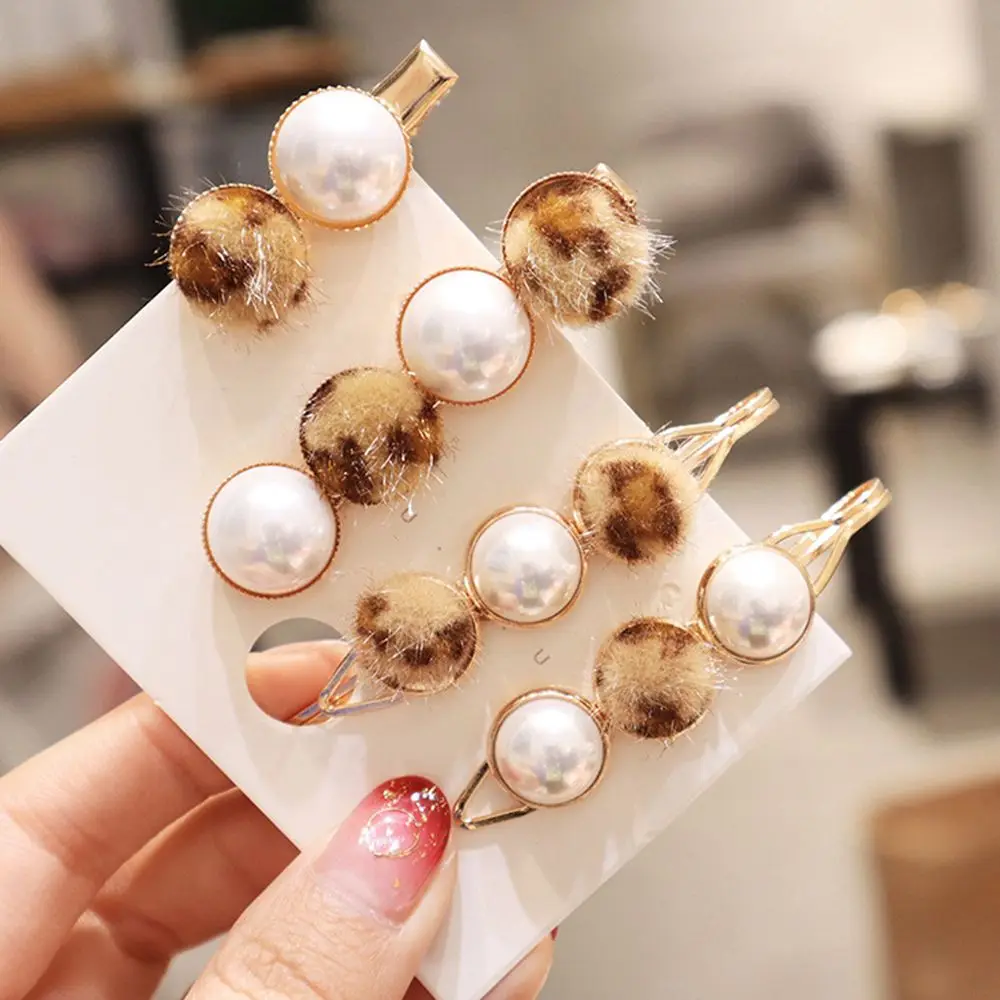 

1pc Vintage Faux Fur Leopard Hairpins Women Imitiation Pearl Metal Hair Clips Elegant HairPin Hairgrips Hair Jewelry Accessories