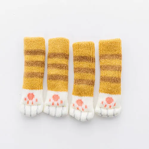 4Pcs /Set Cute Cat Paw Table Chair Foot Leg Knit Cover Protector Socks Sleeve Protector Good Scalability Non-Slip Wear