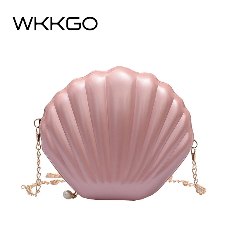 

WKKGO New Shell Chain Mini Fashion Satchel Coin Purse Mobile Shopping Crossbody Bag Designer Lady Clutch Shoulder Messenger Bags