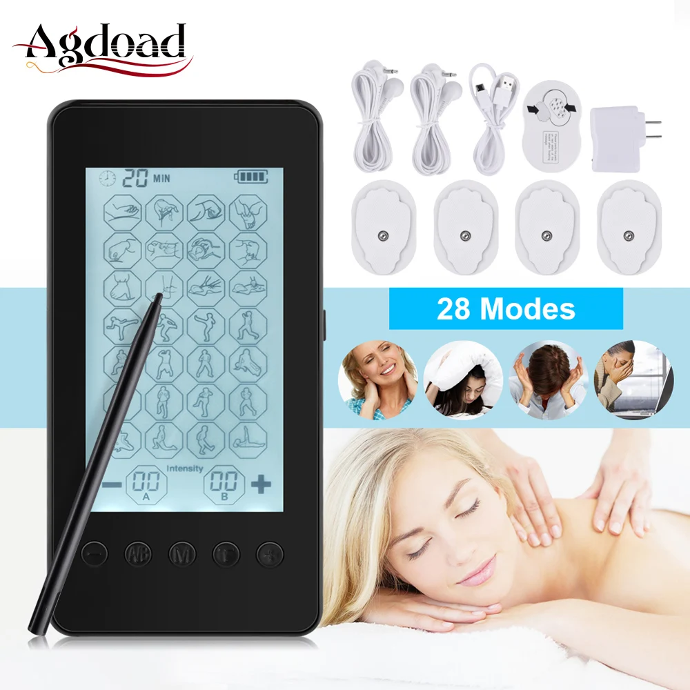 

8/16/28 Modes Tens Fisioterapia Digital Meridian Physiotherapy Nerve Stimulator Electro Muscle Stimulation Massager Pain Relief
