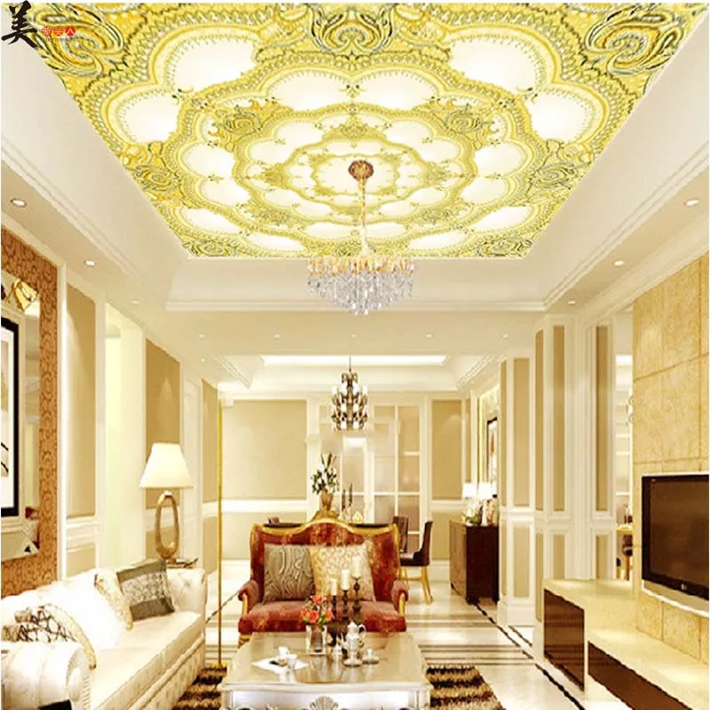 vinyl photo golden wallpaper 3d ceiling murals European gold pattern