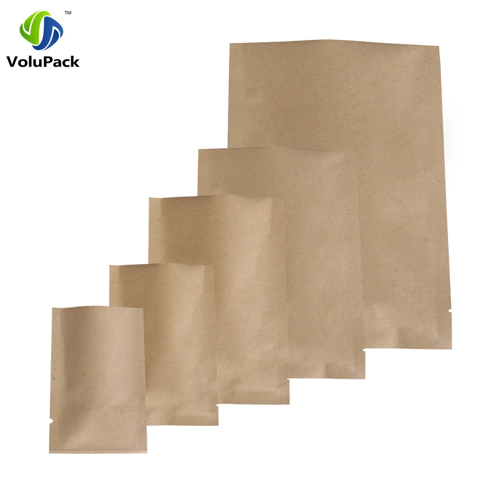 

14C Thickness! 100pcs Multi Sizes High Quality Tear Notch Package Bags, Heat Sealing Foil Mylar Open Top Kraft Paper Bag Storage
