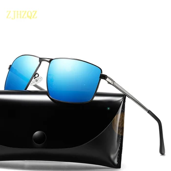 

ZJHZQZ Polarized Sunglasses Men Fashion Eyes Protect Sun Glasses With Accessories Unisex Driving Blue Mirrors Black Lens Goggles