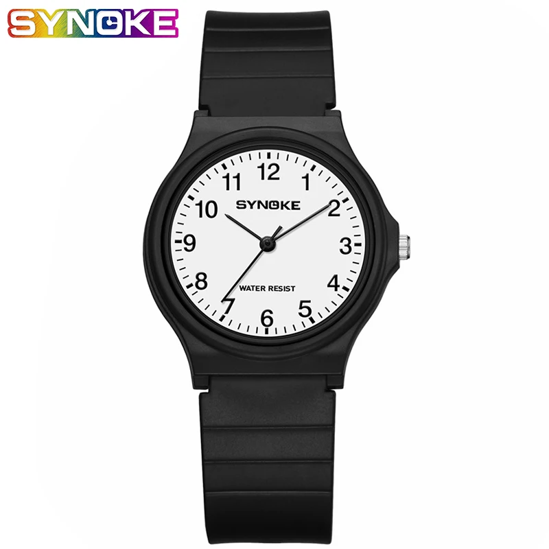 

SYNOKE Wrist Watches for Women Stylish Arabic Simple Quartz Plastic Band Light Casual Round Clock Unisex Wristwatch