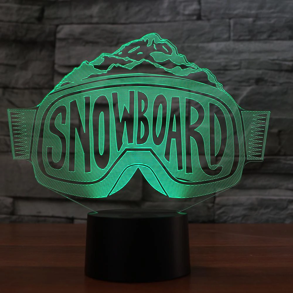 3D светодиодный лыжные очки моделирование Звездная ночь Красочные градиент настольная лампа Спальня постели декора Сноуборд сна Освещение