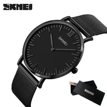 SKMEI Nouveau Haut De Luxe Montre Hommes de Marque Hommes Montres Ultra Mince En Acier Inoxydable Maille Bande Quartz Montre-Bracelet De Mode casual montres
