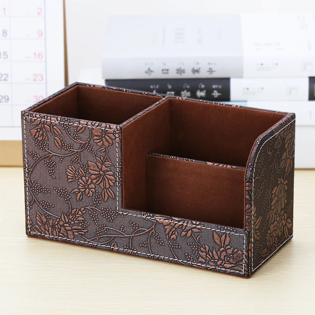 

Pots Office Stationery Cosmetic Pen Pencil Home Multifunction Case Storage Box Holder Large PU Leather Gift Bedroom Supplies