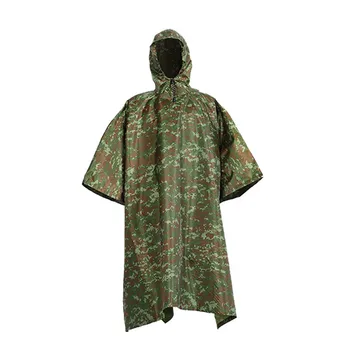 

Camouflage Waterproof Army Hooded Ripstop Festival Rain Poncho Military Camping Hiking Tool