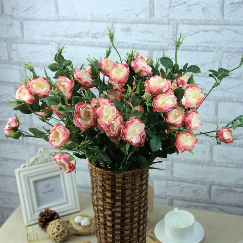 12pcs single branch happy gold export simulation flower artificial