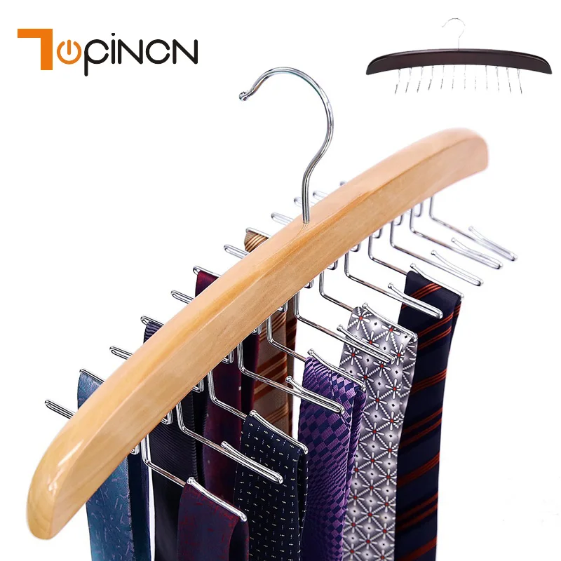 

Rotating 24 Hooks Wooden Shelf Necktie Tie Belt Hanger Rack Scarf Scarves Closet Organizer Storage Rack For Wardrobe Storage