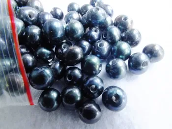 

200pcs/lot 9-10mm Black Freshwater Round Pearl With 2mm Hole W-1543