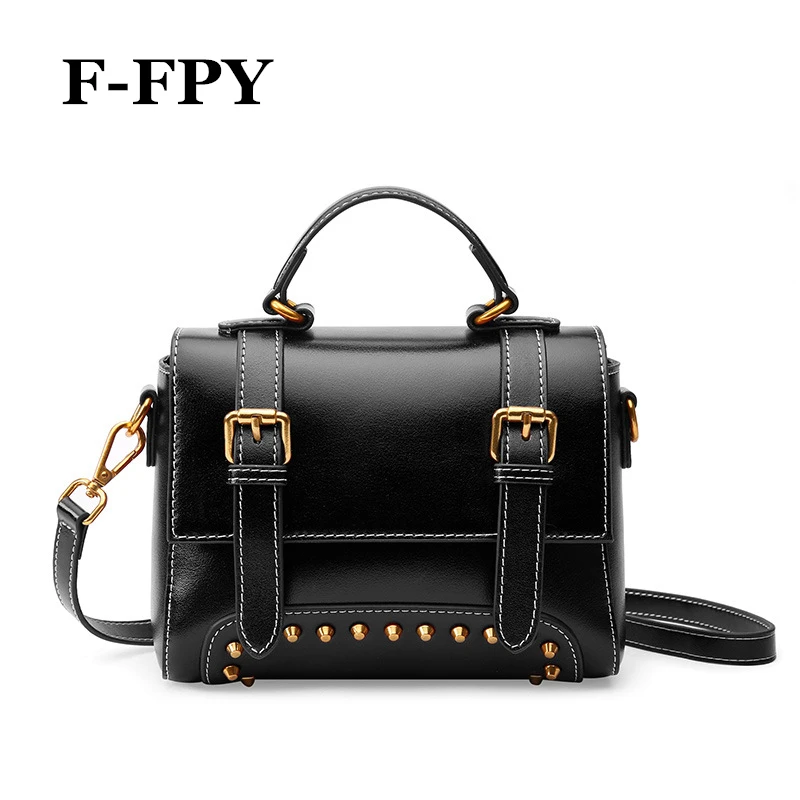 

F-FPY New Women Small Handbags Female Vintage Satchel Tote Purse Quality Split Leather Ladies Shoulder Bag Brand Crossbody Bag