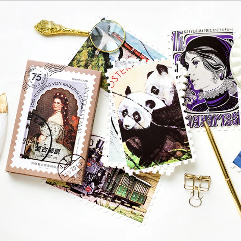

30 pcs/lot Vintage stamps letters Greeting Card Postcard Birthday greeting card Letter Envelope Gift Card Set Message Card