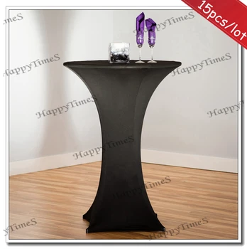 

15pcs/lot Spandex Lycra Cocktail Tablecloth Covers In Black Color Wedding&Banquet Decorations
