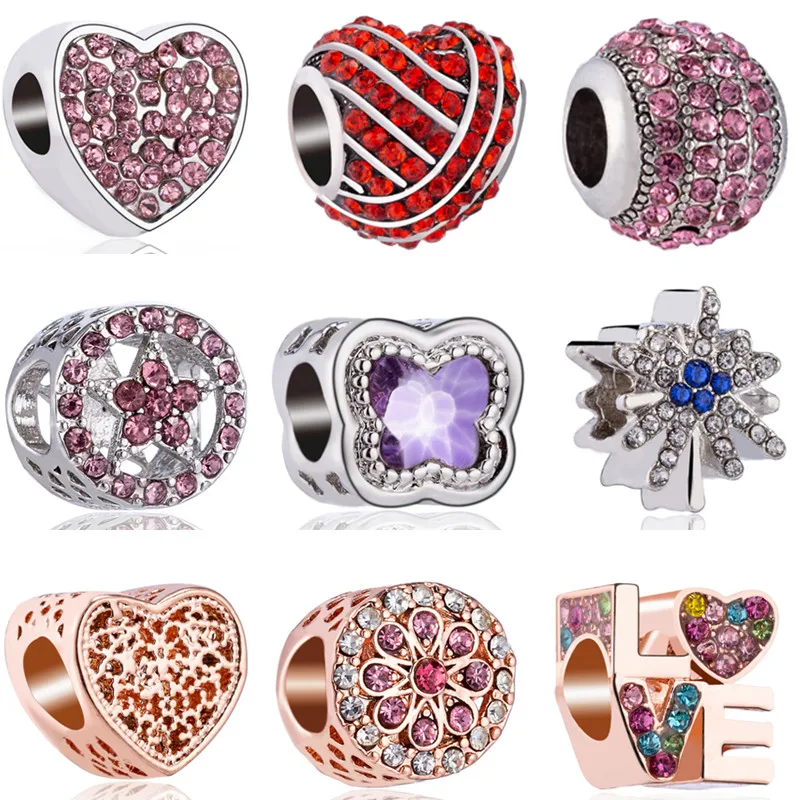 

Simple Style Big Crystal Flowers Moon Ice Cream Stars Love Hearts Charms Beads Fit Pandora Bracelets & Bangles for Women Making