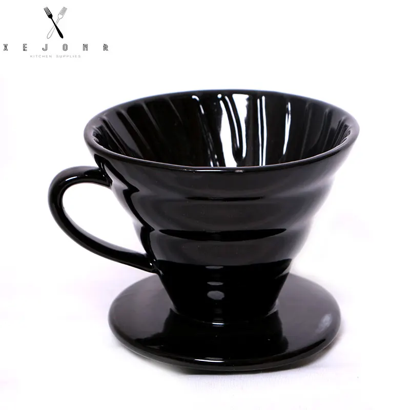 XEJONR فلتر القهوة أكواب السيراميك مقبض Coffeeware 3 ألوان الدائم القهوة المنقط ل القهوة علامة هندسية صب أكثر
