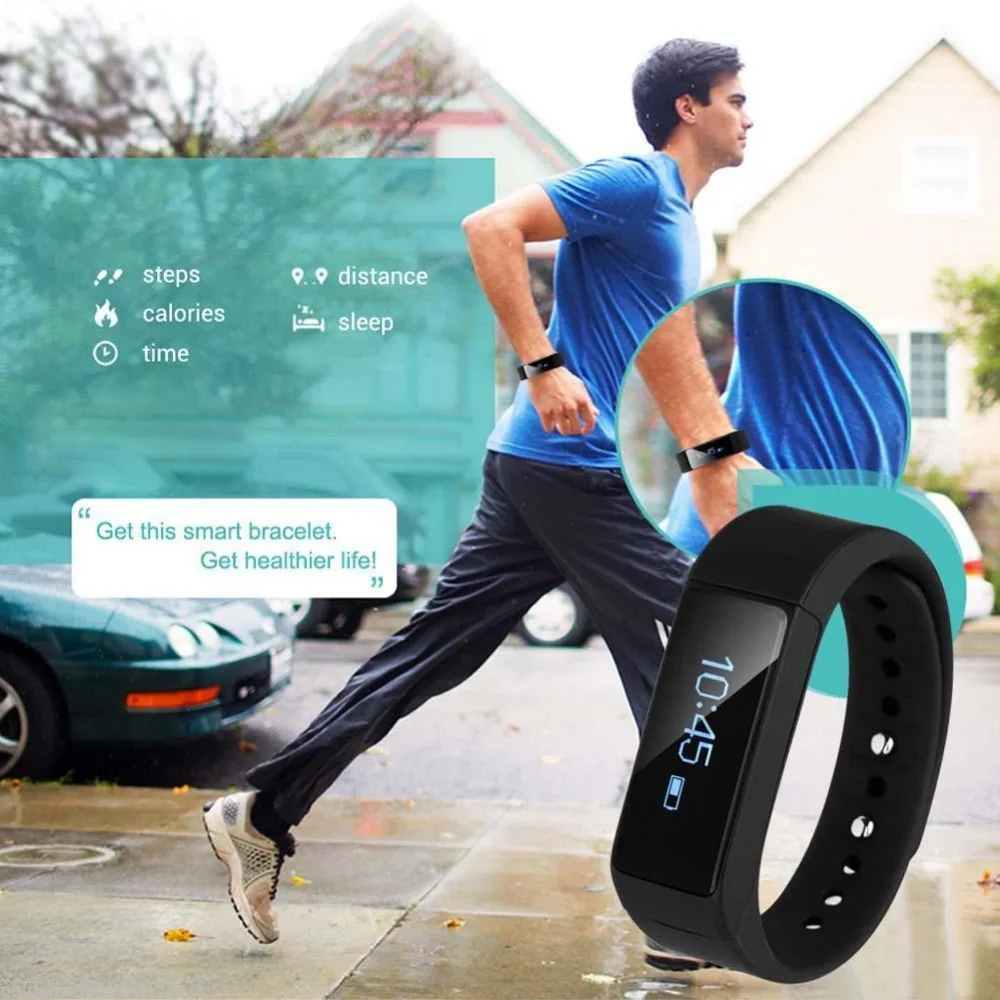 I5 Plus Wristband font b SmartWatch b font Bluetooth 4 0 Bracelet Fr Health Pedometer Black