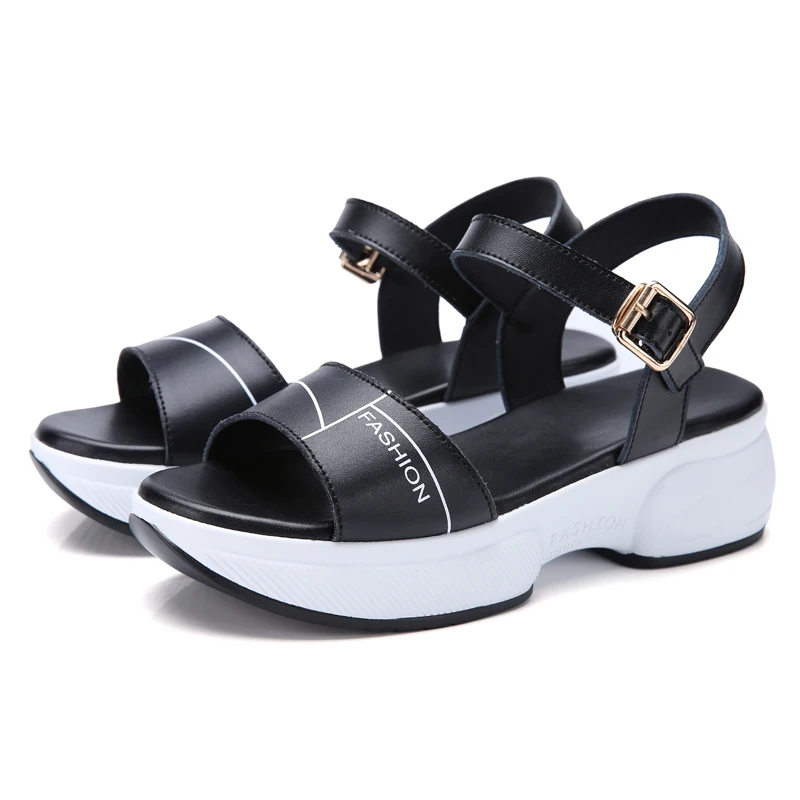 

Thestron Ladies Sandals Fashion Footwear Women High 5cm Black White Designer Shoes Women Luxury 2019 Summer Sandals Beach New