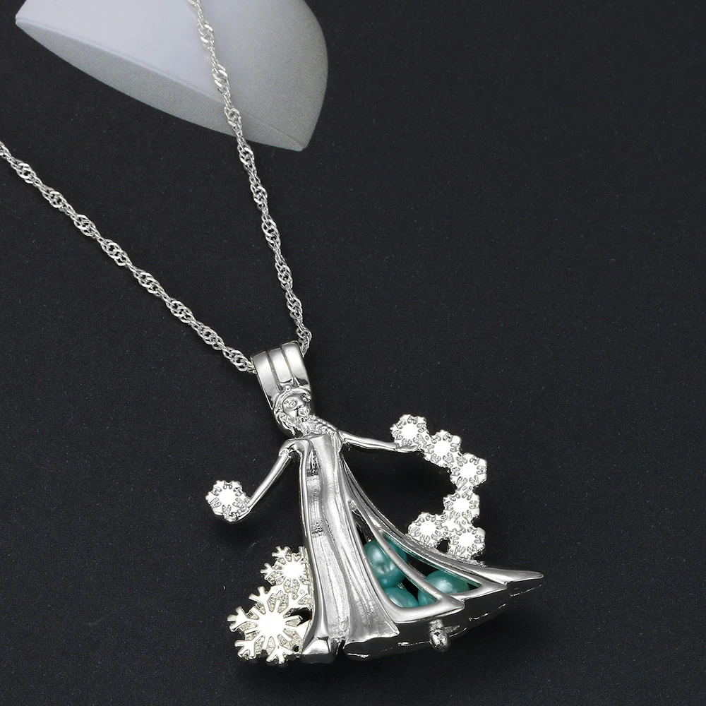 DCARZZ Arendelle ожерелье принцессы жемчужная клетка индивидуальное колье Подвеска вечерние ювелирные изделия Серебряное ожерелье на длинной цепочке для женщин