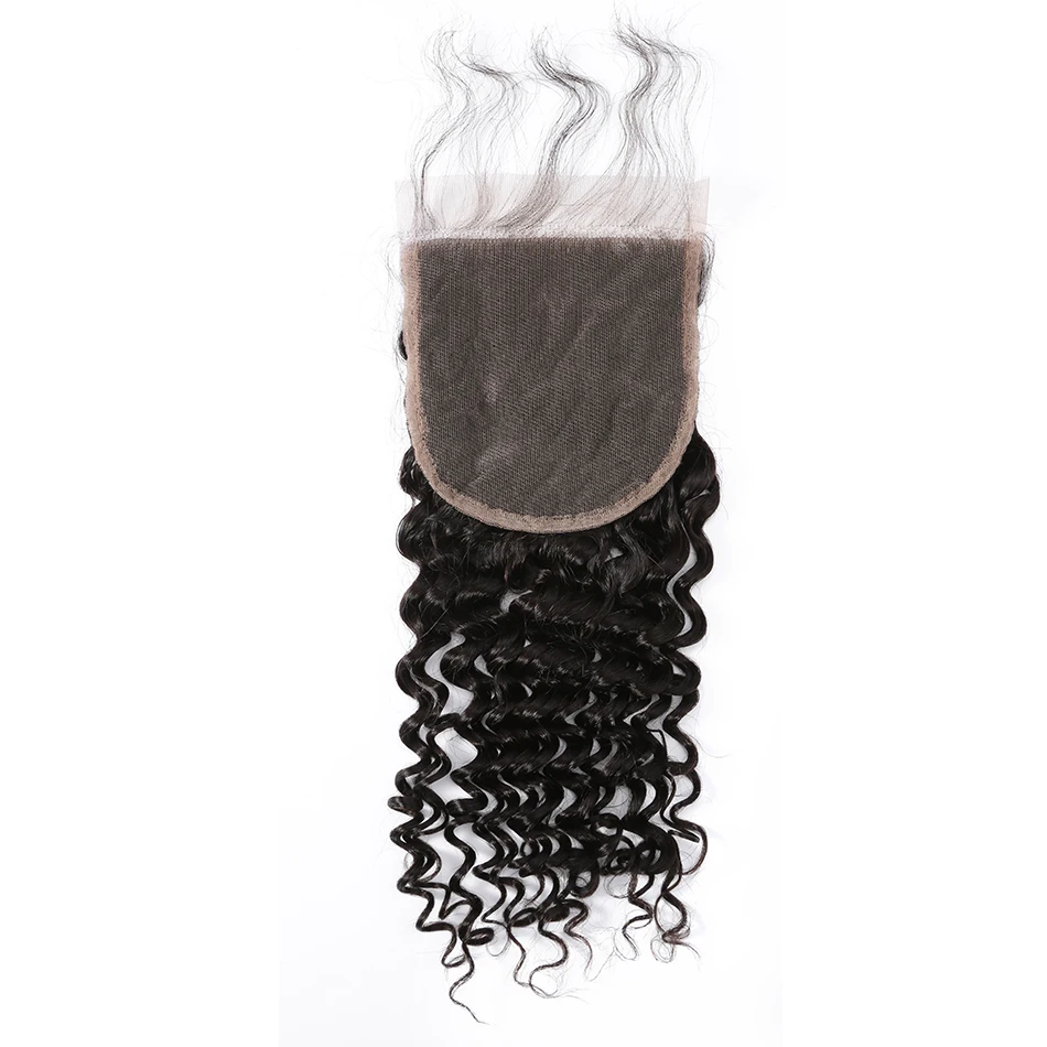 

Instaone Hair 5X5 Lace Closure Pre Plucked Brazilian Deep Wave Closure With Baby Hair Bleached Knots Virgin Human Hair Free Ship
