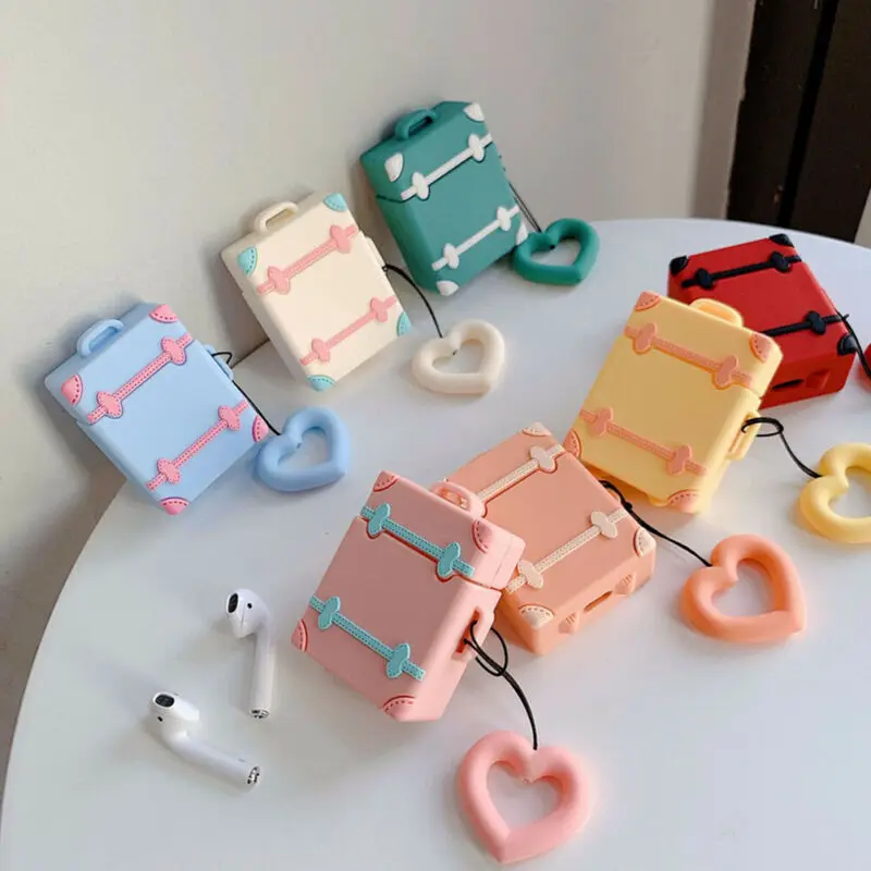 

Mini Soft Silicone Case For Apple Airpod Cute Chic Suitcase Shape Soft Silicone Protector Case Cover For Apple AirPods Anti-fall