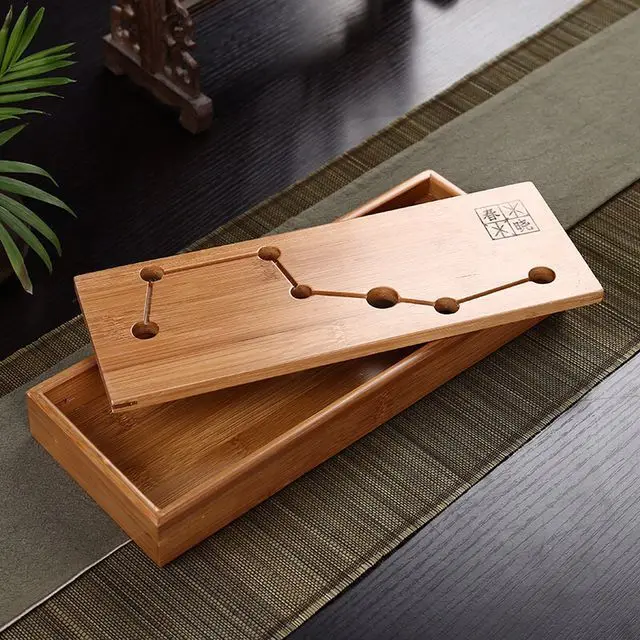 

1PC Seven star Kung Fu Tea Set Natural Bamboo Tea Tray Rectangular Traditional Bamboo Puer Tea Tray Chahai Tea Table MF 026